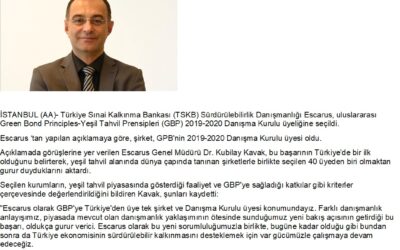 Escarus “Green Bond Principles”ın Danışma Kurulu’nda